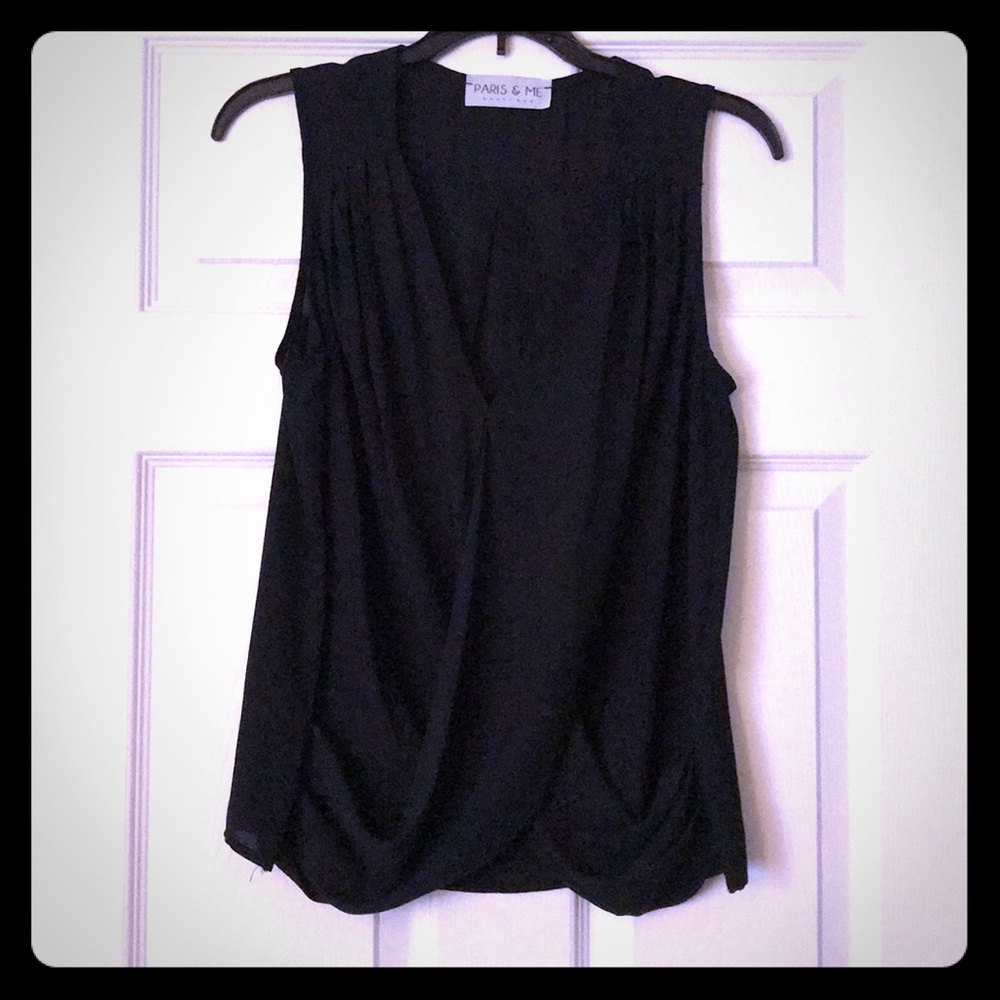 Black Drapey Sleeveless Blouse